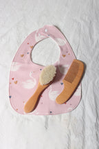 Baby Comb Brush Set Newborn Gift Set Natural Wool Beech Wooden Comb Baby Bib Pacifier Clip Kids Baby Hair Brush
