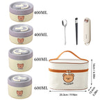Microwave Sealed 304 Stainless Steel Thermal Bento Lunch Box Large Capacity Cute Insulated Food Container for Students