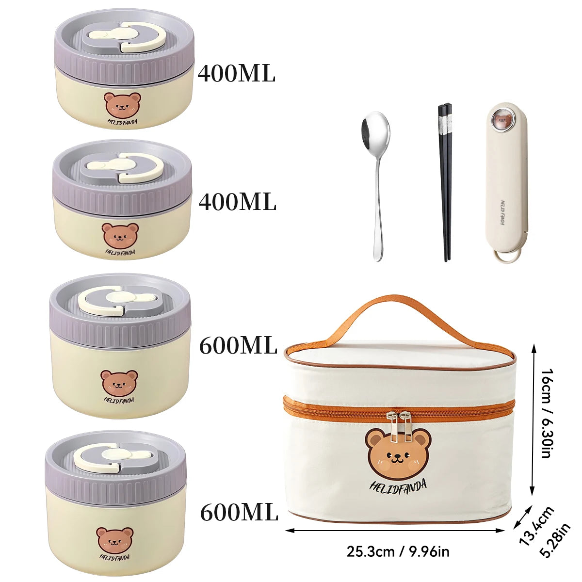 Microwave Sealed 304 Stainless Steel Thermal Bento Lunch Box Large Capacity Cute Insulated Food Container for Students