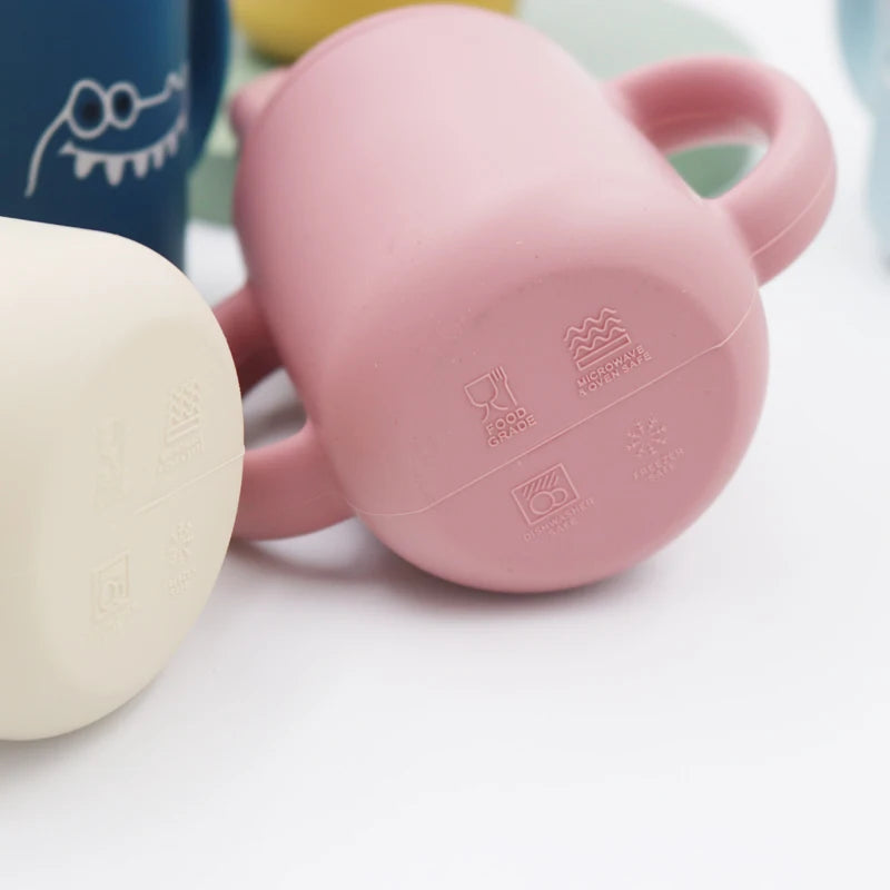 New Cartoon 120ML Baby Silicone Sippy Cup Bpa-Free Portable Storage Snack Container Feeding Cup Leakproof Trainer Cup