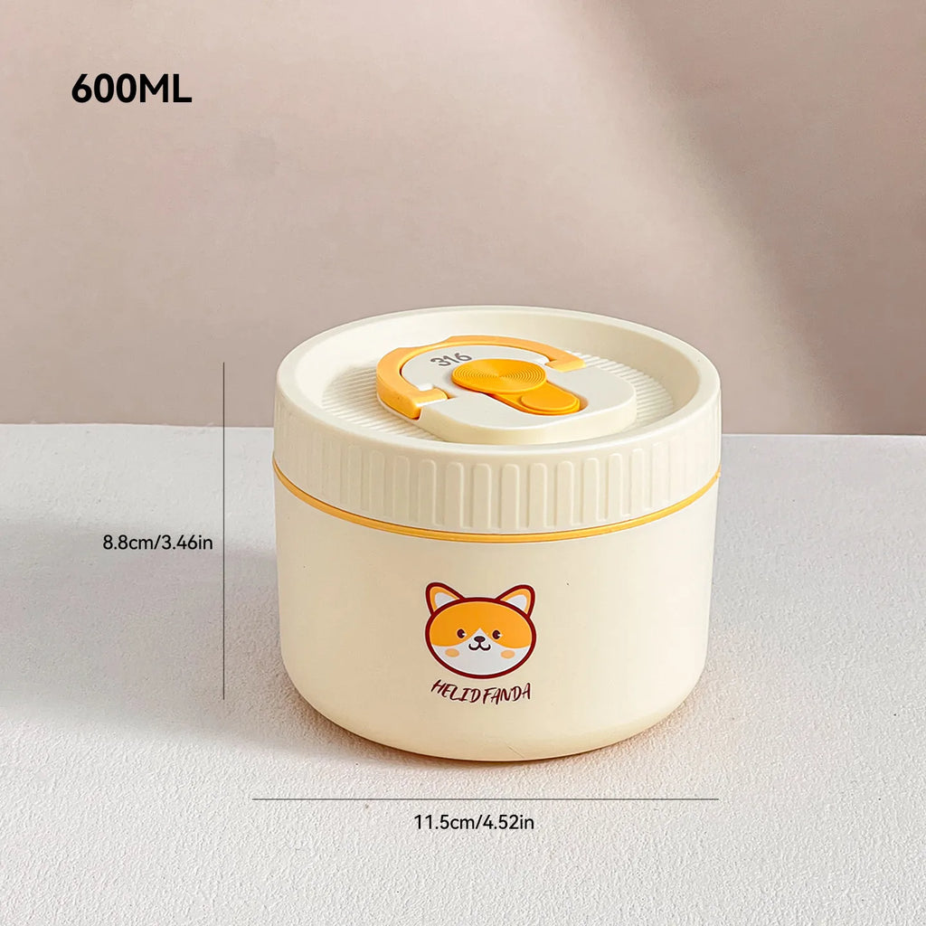 Microwave Sealed 304 Stainless Steel Thermal Bento Lunch Box Large Capacity Cute Insulated Food Container for Students