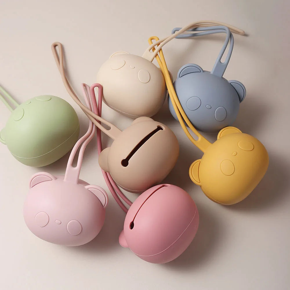 New Arrival Hot Sell Thick Panda Bear Shape Baby Pacifier Case Holder Silicone Nipple Cover for Infant