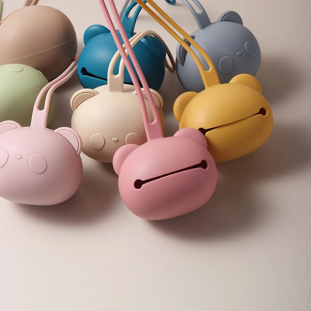 New Arrival Hot Sell Thick Panda Bear Shape Baby Pacifier Case Holder Silicone Nipple Cover for Infant