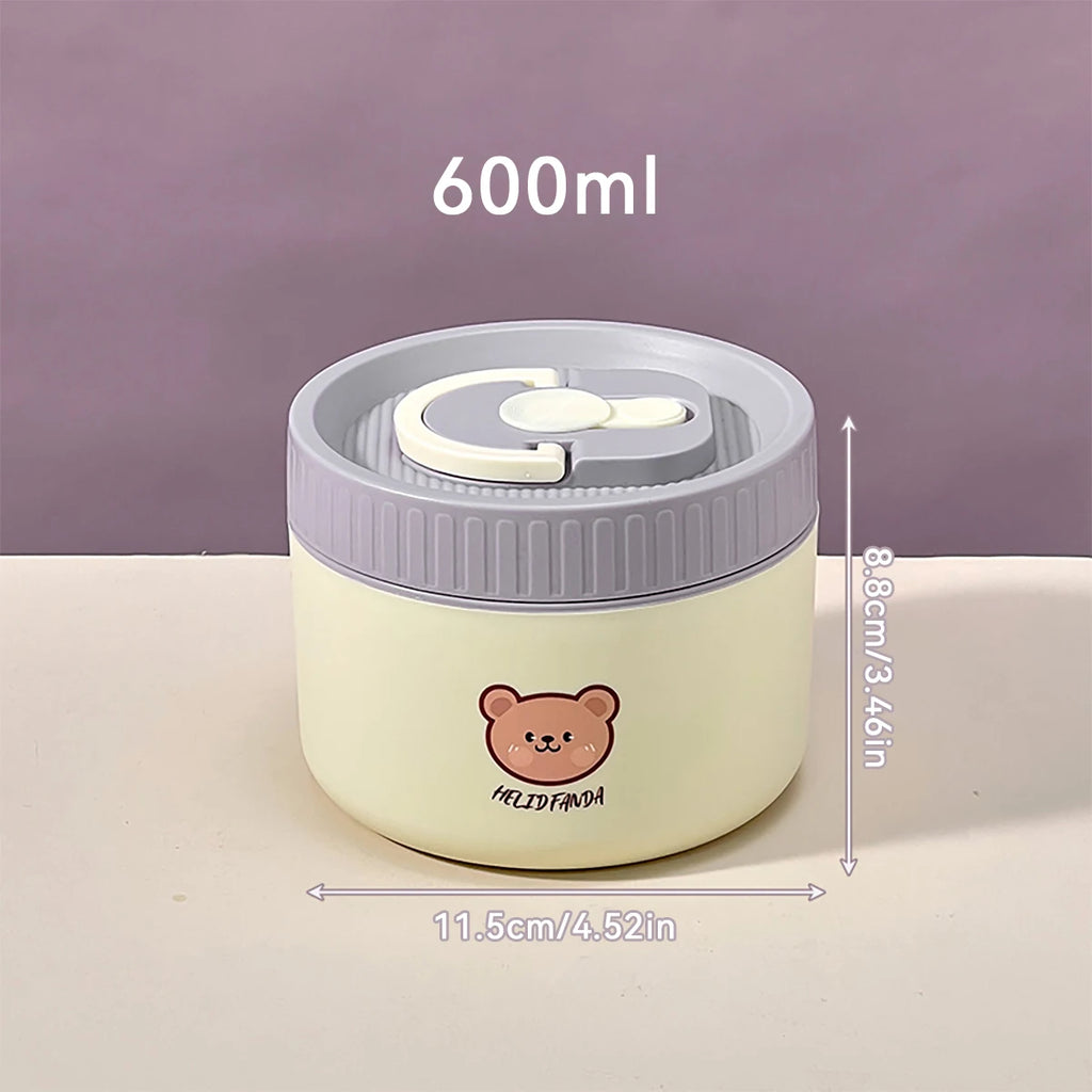 Microwave Sealed 304 Stainless Steel Thermal Bento Lunch Box Large Capacity Cute Insulated Food Container for Students