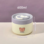 Microwave Sealed 304 Stainless Steel Thermal Bento Lunch Box Large Capacity Cute Insulated Food Container for Students