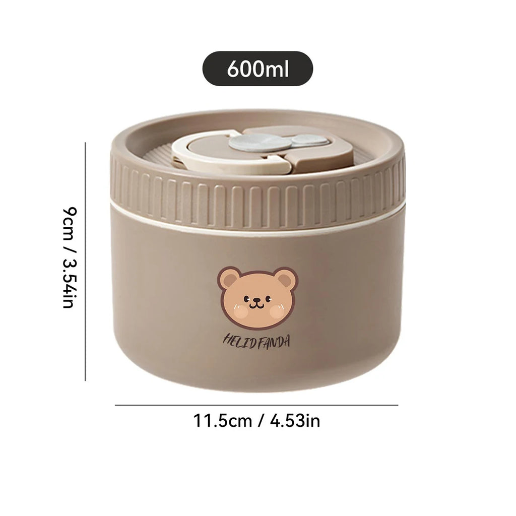 Microwave Sealed 304 Stainless Steel Thermal Bento Lunch Box Large Capacity Cute Insulated Food Container for Students