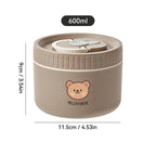 Microwave Sealed 304 Stainless Steel Thermal Bento Lunch Box Large Capacity Cute Insulated Food Container for Students