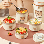 Microwave Sealed 304 Stainless Steel Thermal Bento Lunch Box Large Capacity Cute Insulated Food Container for Students