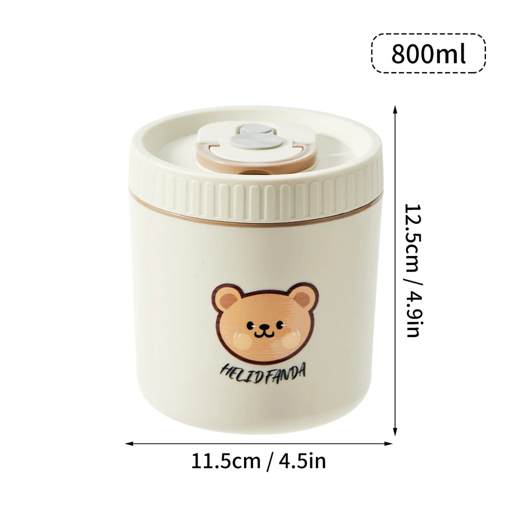 Microwave Sealed 304 Stainless Steel Thermal Bento Lunch Box Large Capacity Cute Insulated Food Container for Students