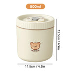 Microwave Sealed 304 Stainless Steel Thermal Bento Lunch Box Large Capacity Cute Insulated Food Container for Students