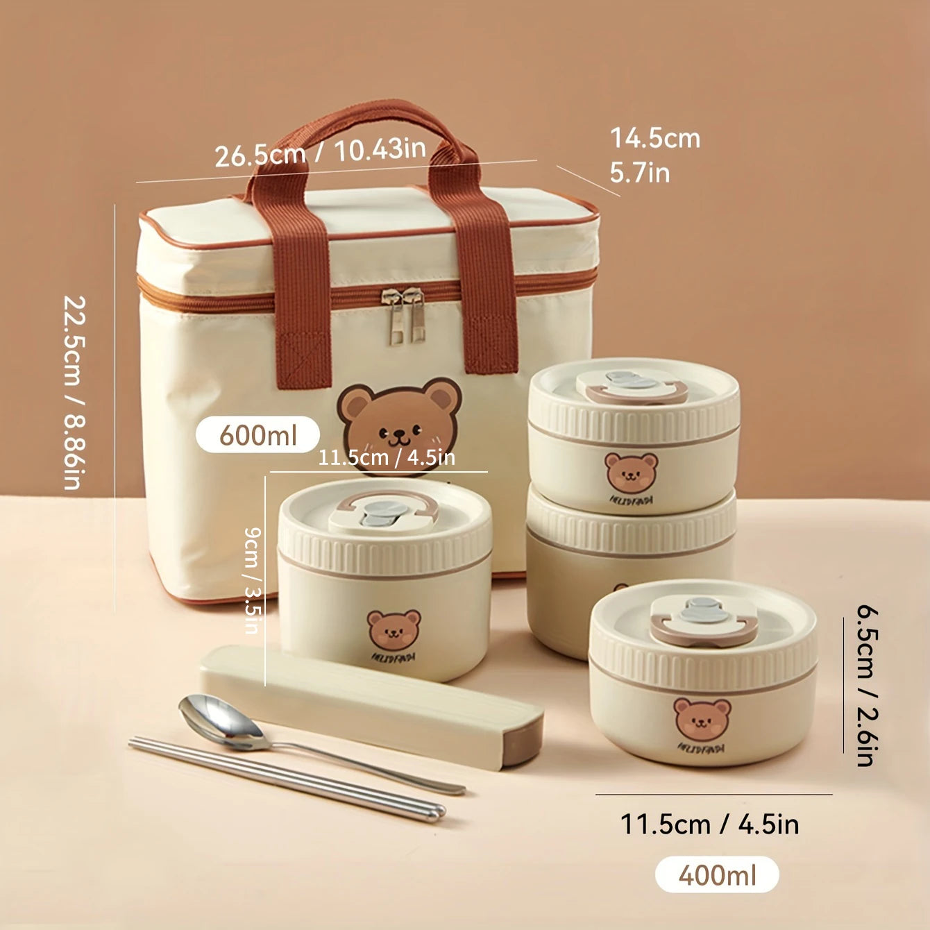 Microwave Sealed 304 Stainless Steel Thermal Bento Lunch Box Large Capacity Cute Insulated Food Container for Students